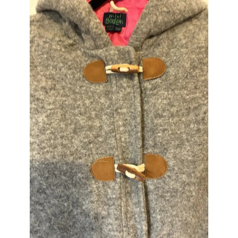 Mini Boden Coat 13 14Y Girl Gray Toggle Pockets Longline Wool Blend